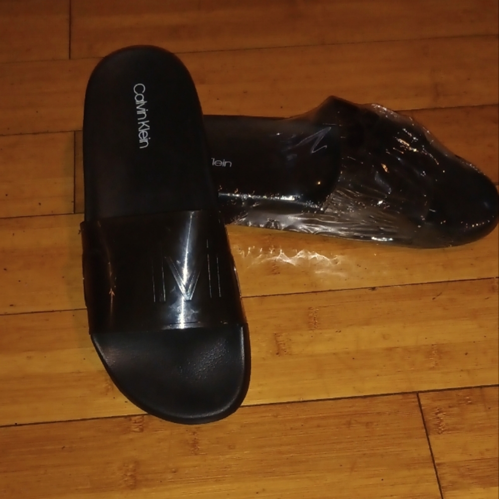 Calvin Klein Black Slides.US Mens sz 11.Unisex